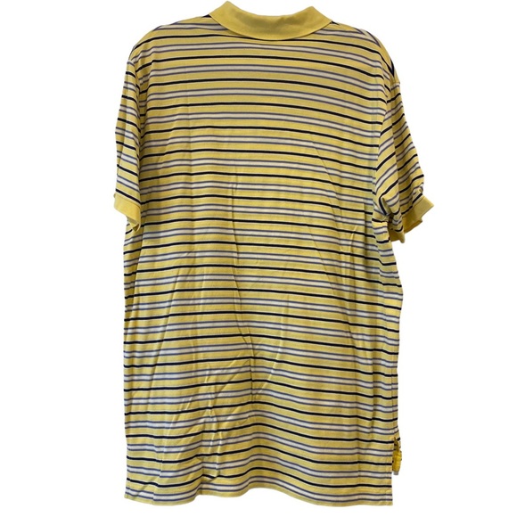 POLO RALPH LAUREN Men’s Shirt Yellow Blue Striped PIMA COTTON Short Sleeve LARGE - Picture 4 of 5